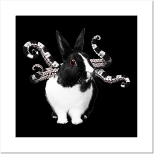 Black & White Bunny ~ w/ Tentacles Posters and Art